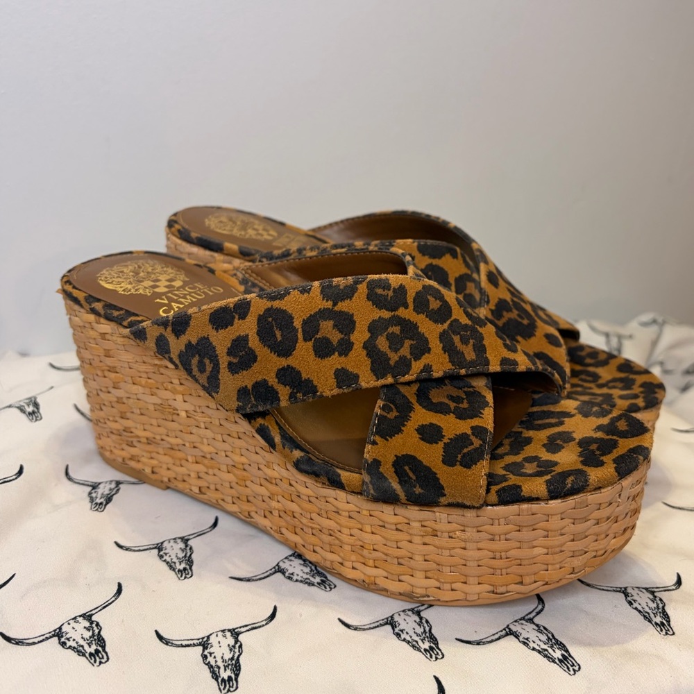 Vince Camuto Leopard Print Platform Sandals